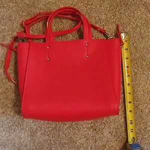 Red Leather Handbag Purse Messenger Lady Shoulder